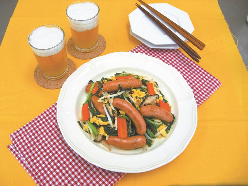 ウインナーのにら玉炒め