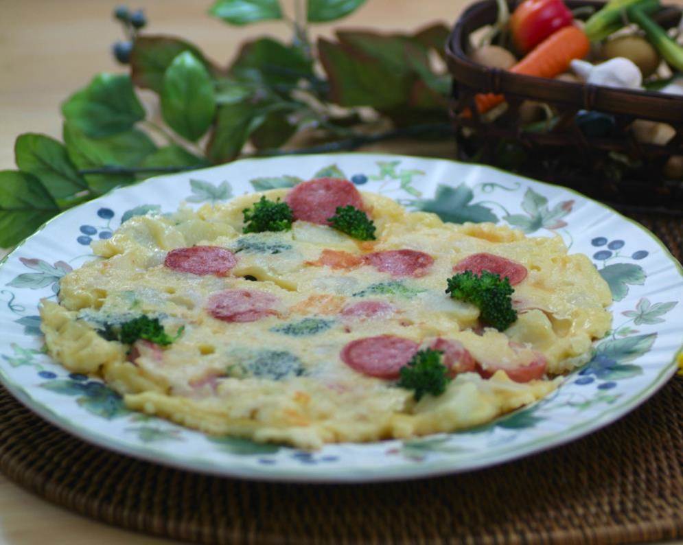 フランクフルトと春野菜のお好み焼き