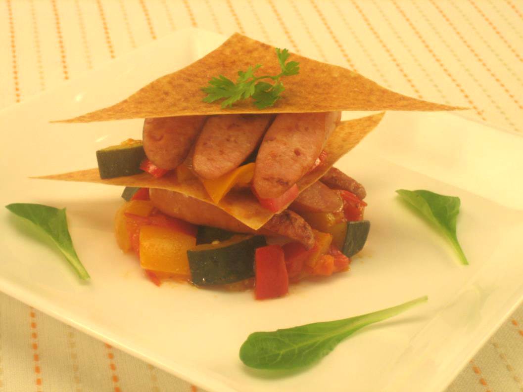 夏野菜とウインナーのミルフィーユサラダ