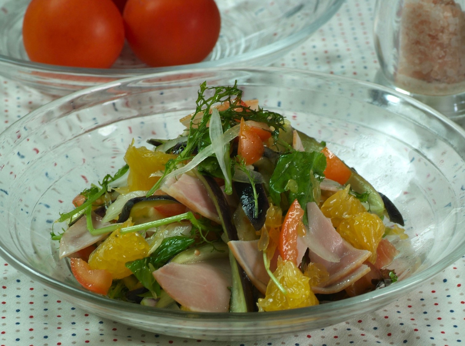 甘夏ドレッシングのハムサラダ