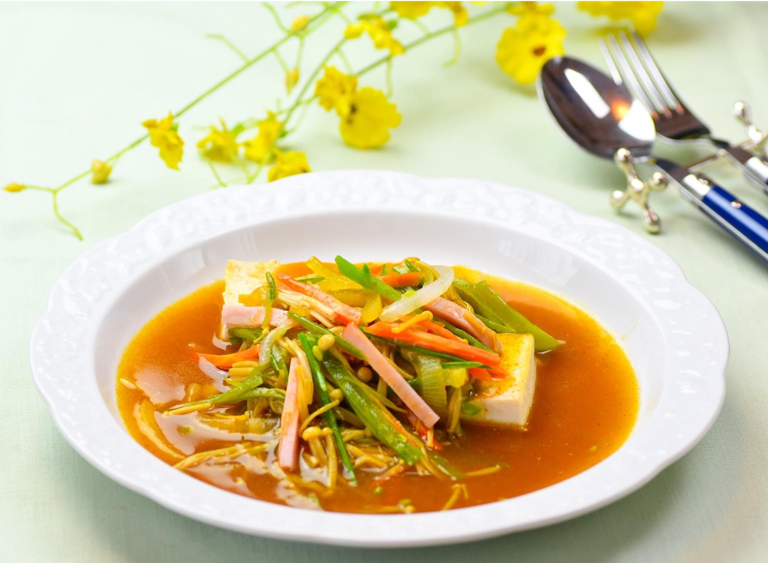 豆腐ステーキ野菜カレーあん